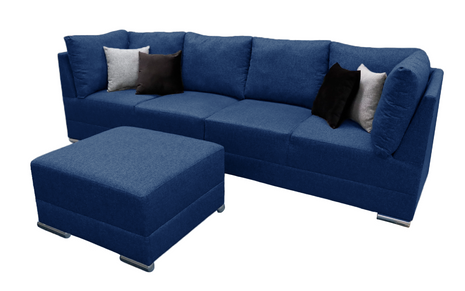 Sala Esquinera El Bazar Store Hades Azul Marino 300x85 cm, Tela Lino nacional, Modular