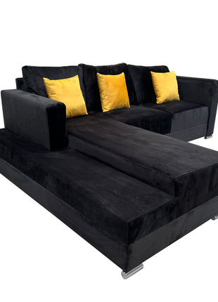 Sala Esquinera El Bazar Store Aston 260x200 cm Negro Terciopelo