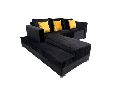 Sala Esquinera El Bazar Store Aston 260x200 cm Negro Terciopelo