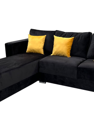 Sala Corbel - Esquinera en "U" Terciopelo Negro, 200x315x255 cm, 4 salas en 1, El Bazar Store