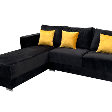 Sala Corbel - Esquinera en "U" Terciopelo Negro, 200x315x255 cm, 4 salas en 1, El Bazar Store