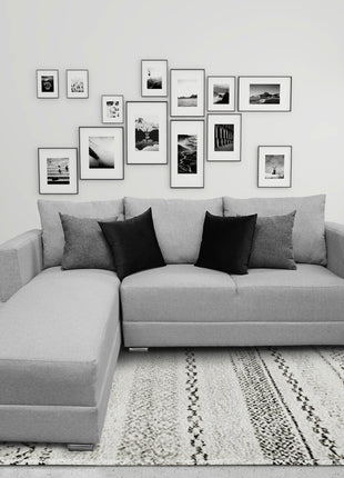 Sala Esquinera El Bazar Store Aston 260x200 cm - Gris plata, lino nacional