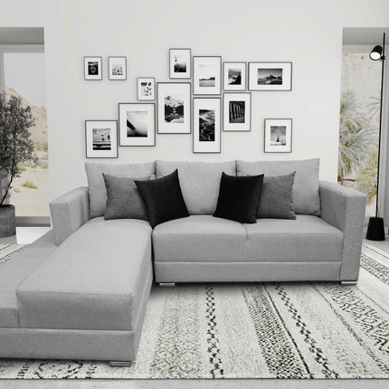 Sala Esquinera El Bazar Store Aston 260x200 cm - Gris plata, lino nacional