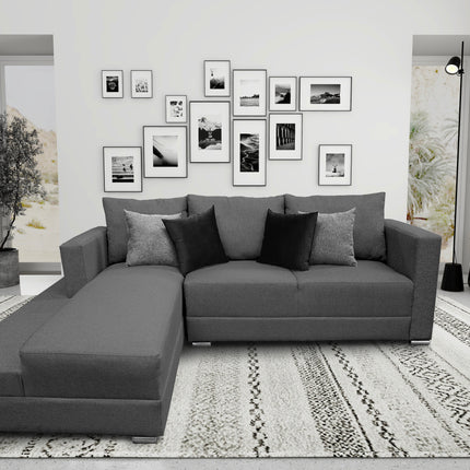 Sala Esquinera El Bazar Store Aston 260x200 cm - Gris Oxford, lino nacional