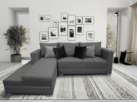 Sala Esquinera El Bazar Store Aston 260x200 cm - Gris Oxford, lino nacional