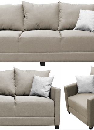 Sala Modular 3-2-1 El Bazar Store Atlanta Lino Beige Sofa Love seat sillón