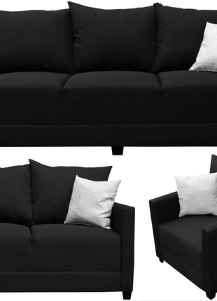 Sala Modular 3-2-1 El Bazar Store Atlanta Lino Negro Sofa Love seat sillón