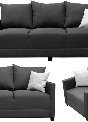 Sala Modular 3-2-1 El Bazar Store Atlanta Lino Gris Oxford Sofa Love seat sillón