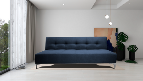 Sofá Cama Reclinable El Bazar Store Vegas Lino Azul Marino Futon 3 Posiciones