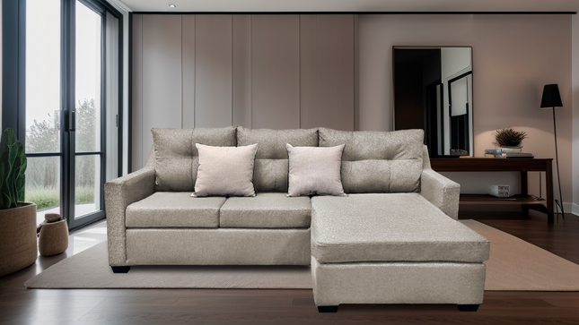 Sala Esquinera El Bazar Store Hermes Beige 225x165 cm, Lado Izquierdo y derecho, Lino nacional