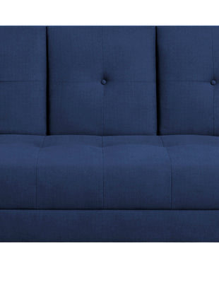 Sofá Cama Reclinable El Bazar Store Cancún Lino Azul Marino Brazos Separados Respaldo Abatible