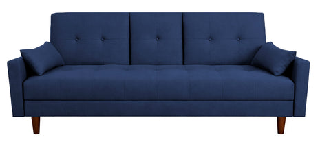 Sofá Cama Reclinable El Bazar Store Cancún Lino Azul Marino Brazos Separados Respaldo Abatible