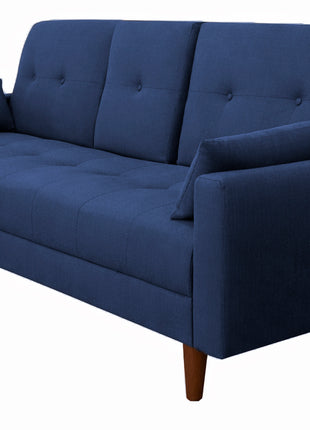 Sofá Cama Reclinable El Bazar Store Cancún Lino Azul Marino Brazos Separados Respaldo Abatible