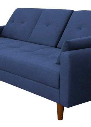 Sofá Cama Reclinable El Bazar Store Cancún Lino Azul Marino Brazos Separados Respaldo Abatible