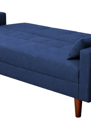 Sofá Cama Reclinable El Bazar Store Cancún Lino Azul Marino Brazos Separados Respaldo Abatible