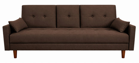 Sofá Cama Reclinable El Bazar Store Cancún Lino Chocolate Brazos Separados Respaldo Abatible