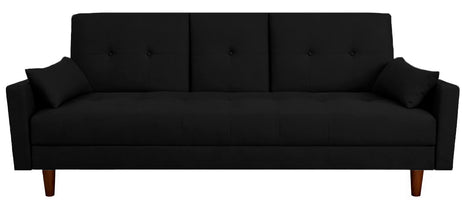 Sofá Cama Reclinable El Bazar Store Cancún Lino Negro Brazos Separados Respaldo Abatible