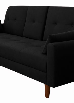 Sofá Cama Reclinable El Bazar Store Cancún Lino Negro Brazos Separados Respaldo Abatible
