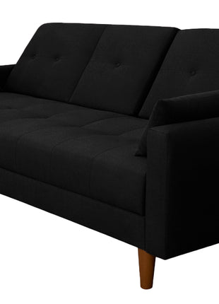 Sofá Cama Reclinable El Bazar Store Cancún Lino Negro Brazos Separados Respaldo Abatible