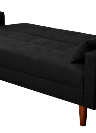 Sofá Cama Reclinable El Bazar Store Cancún Lino Negro Brazos Separados Respaldo Abatible
