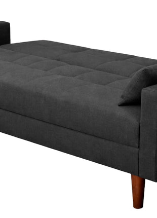 Sofá Cama Reclinable El Bazar Store Cancún Lino Gris Oxford Brazos Separados Respaldo Abatible