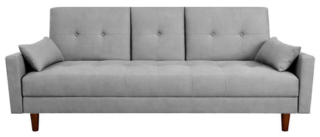 Sofá Cama Reclinable El Bazar Store Cancún Lino Gris Plata Brazos Separados Respaldo Abatible