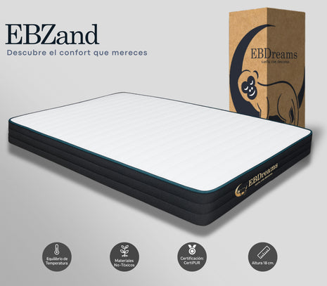 Colchón Individual EBDreams Zand Firme Blanco 4 tecnologías Memory Foam Hecho en México El Bazar Store