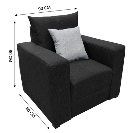 Sala Modular 3-2-1 El Bazar Store Negro, Sofa, Love seat y sillon
