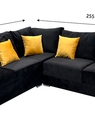 Sala esquinera Bazar Store Tempo Negro 215 x 255 cm Terciopelo