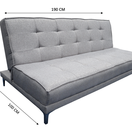 Sofa cama Zeus Lino Plata- Matrimonial Futon 3 posiciones, El Bazar Store