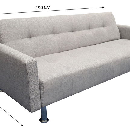 Sofa Cama Paris Lino Plata, Brazos plegables, El Bazar Store, Futon 3 posiciones