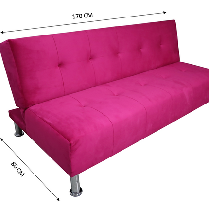 Sofá Cama Reclinable Vegas terciopelo Rosa, Futon 3 Posiciones, El Bazar Store