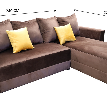 Sala Esquinera Samso 240x180 cm Terciopelo Chocolate El Bazar Store