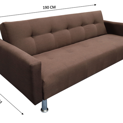 Sofa Cama Paris Lino Chocolate, Brazos plegables, El Bazar Store, Futon 3 posiciones