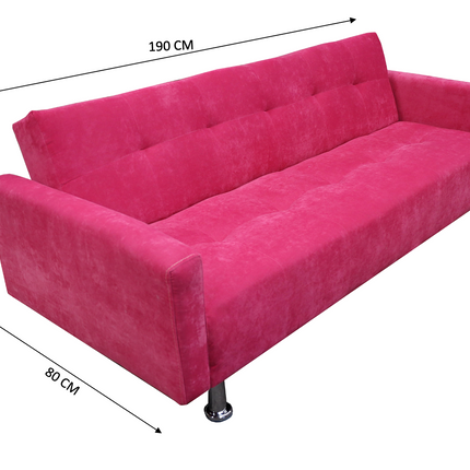 Sofa Cama Paris terciopelo Rosa, Brazos plegables, El Bazar Store, Futon 3 posiciones