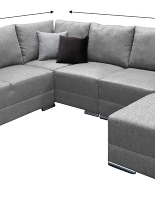 Sala Artemis - Esquinera Modular en "U" Plata, 230x300 cm, 4 salas en 1, El Bazar Store