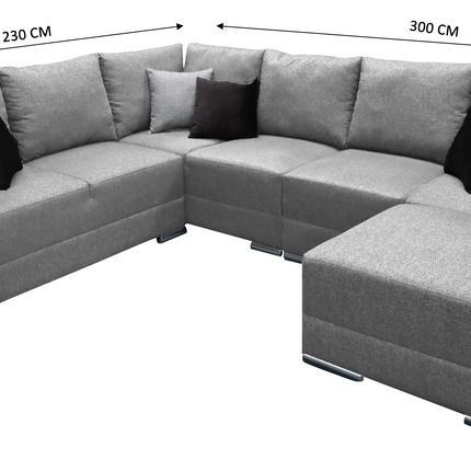 Sala Artemis - Esquinera Modular en "U" Plata, 230x300 cm, 4 salas en 1, El Bazar Store