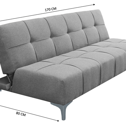 Sofá Cama Reclinable New York Lino Gris Plata Futon 3 Posiciones, El Bazar Store