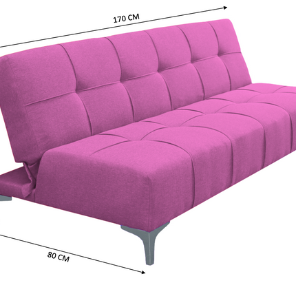 Sofá Cama Reclinable New York Lino Rosa Futon 3 Posiciones, El Bazar Store