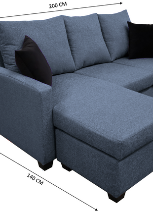 Sala Esquinera El Bazar Store Denver Azul marino, 200x140 cm, Lado derecho e Izquierdo, Lino nacional, Sofa