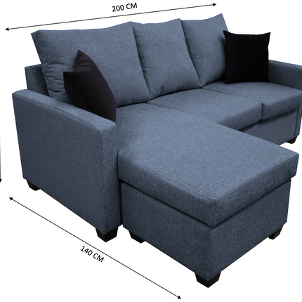 Sala Esquinera El Bazar Store Denver Azul marino, 200x140 cm, Lado derecho e Izquierdo, Lino nacional, Sofa