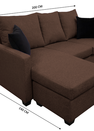 Sala Esquinera El Bazar Store Denver Chocolate, 200x140 cm, Lado derecho e Izquierdo, Lino nacional, Sofa