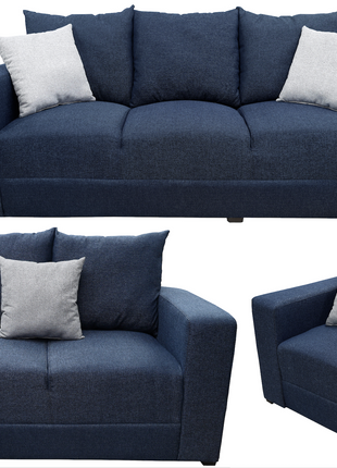 Sala Modular 3-2-1 El Bazar Store Miami Azul marino, Sofa, Love seat y sillon