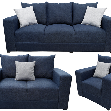 Sala Modular 3-2-1 El Bazar Store Miami Azul marino, Sofa, Love seat y sillon