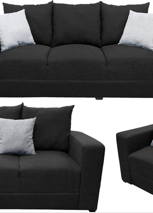 Sala Modular 3-2-1 El Bazar Store Miami Negro, Sofa, Love seat y sillon