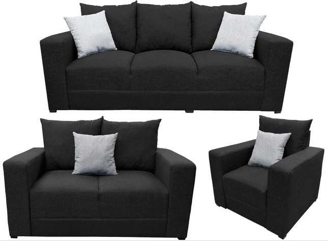 Sala Modular 3-2-1 El Bazar Store Miami Negro, Sofa, Love seat y sillon