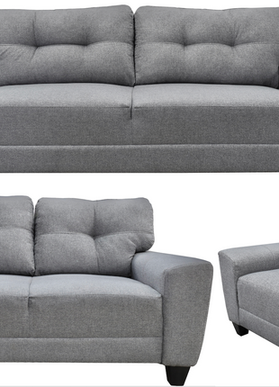 Sala Modular 3-2-1 El Bazar Store Sidney Gris Plata, Sofa, Love seat y sillon
