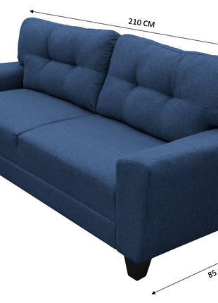 Sofa El Bazar Store Sidney Lino Azul marino 3 plazas, Modular, Moderno, Sala