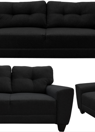 Sala Modular 3-2-1 El Bazar Store Sidney Gris Negro, Sofa, Love seat y sillon