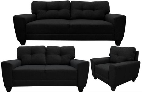 Sala Modular 3-2-1 El Bazar Store Sidney Gris Negro, Sofa, Love seat y sillon